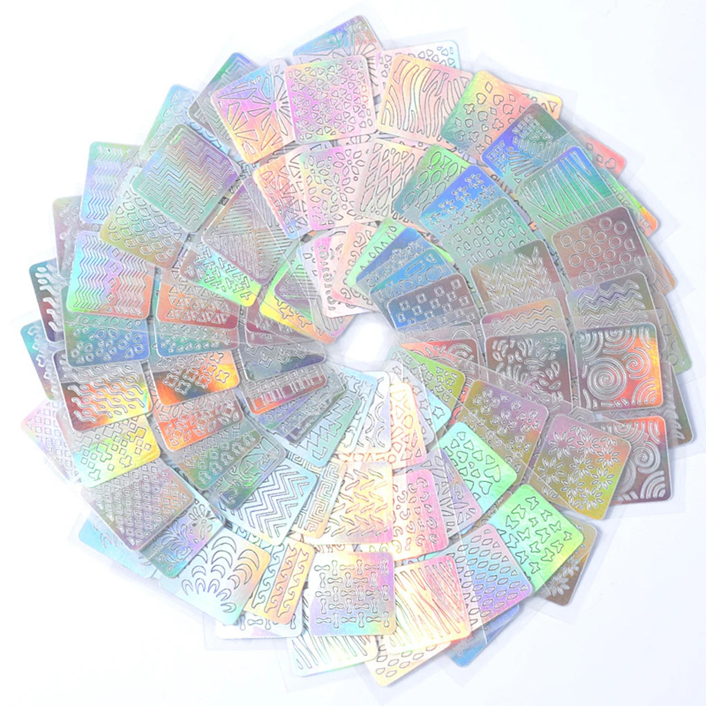 

New Women 24PCS Mixed Styles Nail Adhesive Sticker AB Colorful 3D DIY Transparent Hollow Manicure Art