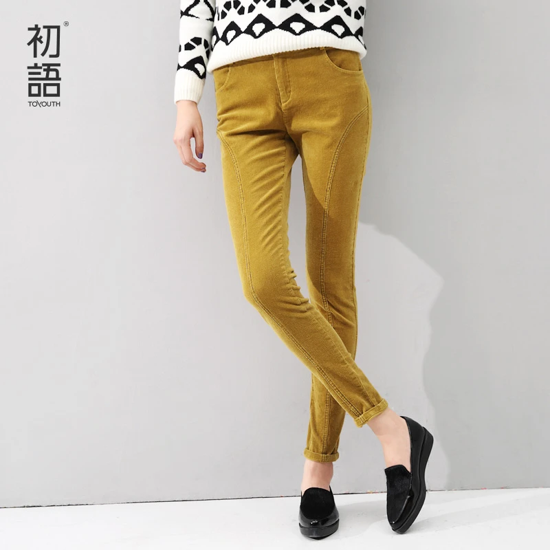 Toyouth 2016 Baru Kedatangan Wanita Celana Corduroy Pensil Wanita Ramping Nyaman Padat Kurus Khaki Kasual Celana Pensil Warna Pencil Pants Pants Femalewomen Corduroy Aliexpress