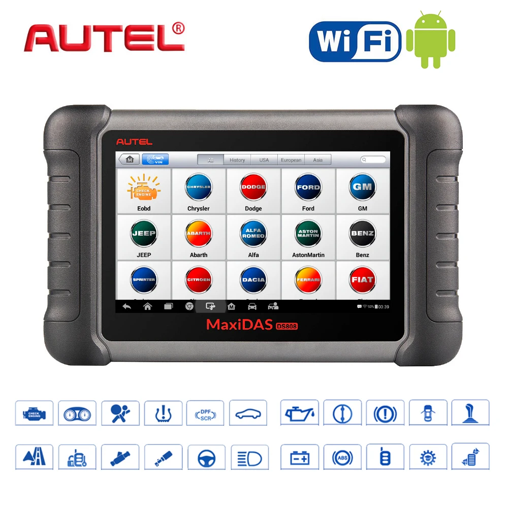 Autel автомобильный диагностический инструмент OBD2 сканер Maxidas DS808K obd2 сканер Swift диагностические функции EPB/DPF/SAS/TMPS wifi DIY Kit