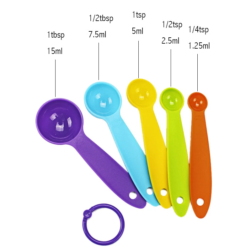 

5pcs/set Measuring Spoon Set Plastic Colorful Foldable Measuring Scoop Flour Sugar Baking Utensil Kitchen Tools