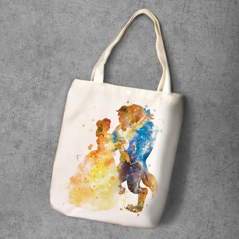 Красивый зверь мультфильм печатных холст рюкзак для покупок большой емкости Tote Модные женские повседневные сумки на плечо - Цвет: Image Color
