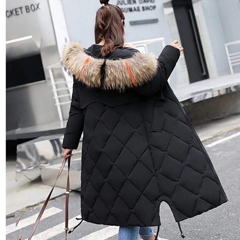Женское зимнее пальто с меховым воротником и капюшоном для женщин размера плюс, длинная куртка для беременных женщин, стеганая парка для беременных, зимний комбинезон, верхняя одежда - Цвет: Black