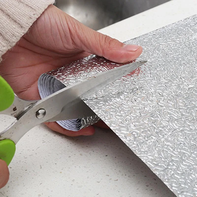 Kitchen Wall Sticker Aluminum Foil Waterproof Removable Self Adhesive Oil Proof Wallpaper UD88