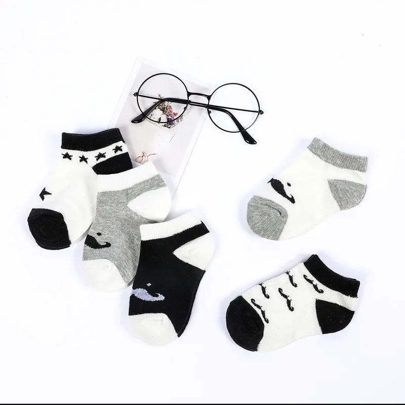 Милые хлопковые детские носки для малышей короткие носки с принтом животных для новорожденных мальчиков и девочек от 0 до 2 лет 5 пар в партии, Sokken MUPLY