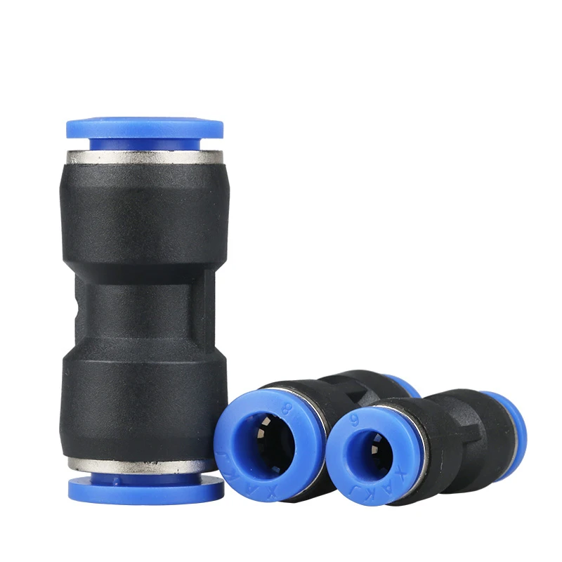 

1pc Pneumatic Plastic Black Union Straight PU 6mm Pipe Tube Push In Fitting Quick Connector PU-6