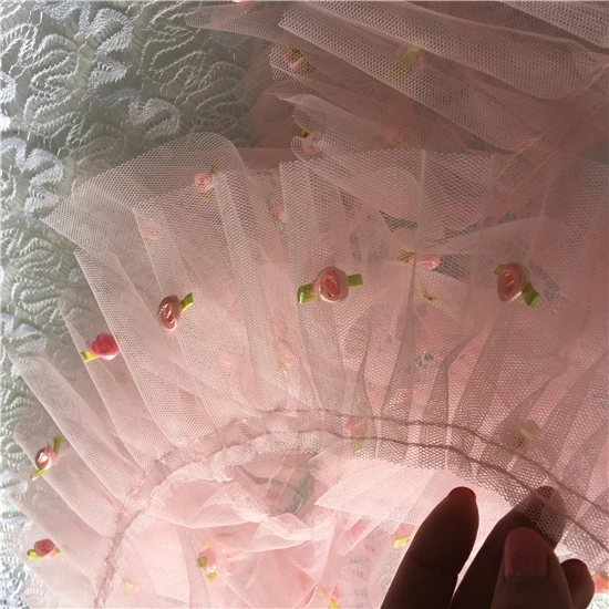 

5meter /Lot pink pleated lace trim ribbon laciness fabric headband hair bands dress doll garment accessories 9cm wide Z1187