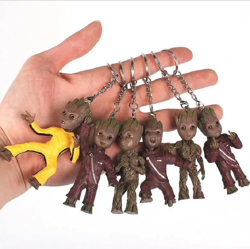 

2019 avengers Guardians of Galaxy Vol 2 Tree Man Keychain mini Action Figure toy Key Ring Bag Pendant Kids Gifts Party Supplies