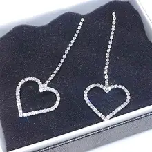 Романтические длинные серьги в форме сердца с кристаллами для женщин, бижутерия, простой дизайн, модные ювелирные изделия,, элегантный подарок для женщин