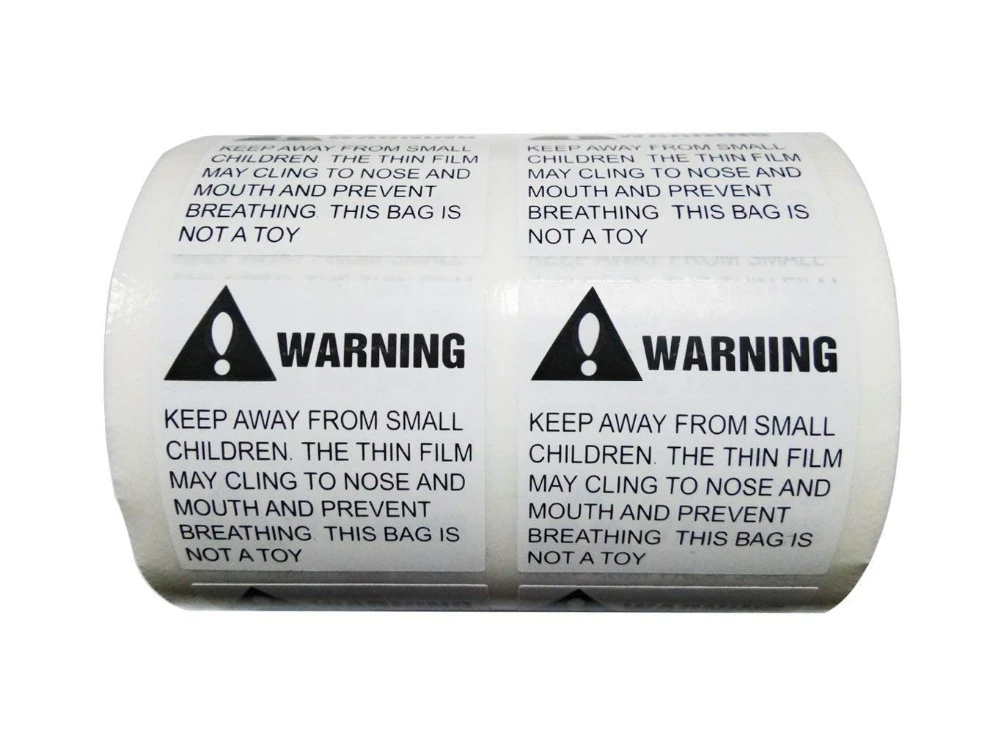 Suffocation Warning Labels, Peel & Stick FBA Shipping Labels Stickers-1.6 x 1.6 Inch (40 x 40 mm) 1200 Pieces Per Roll
