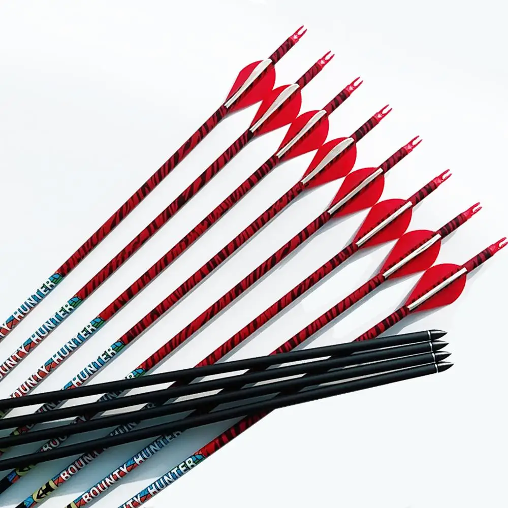 6pcs Linkboy Archery Carbon Arrows Red Zebra ID6.2mm Sp500 2" arrow