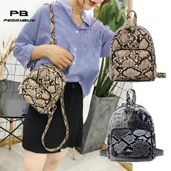 

Snake Print Mini Backpacks Women Travel School Bags Preppy Style Knapsack Leather Rucksack Shoulder mochila 2019 bagpack