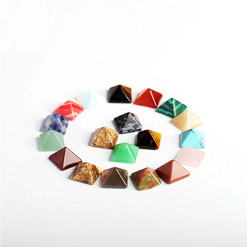 Set of 10 Chakra Pyramid Stone Set Crystal Healing Chakra Set Random Color