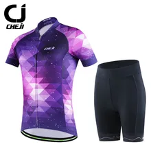 CHEJI Велоспорт женские футболки костюм велосипедные дышащие шорты Джерси наборы из силикона подушка велосипед езда Джерси колготки одежда костюм
