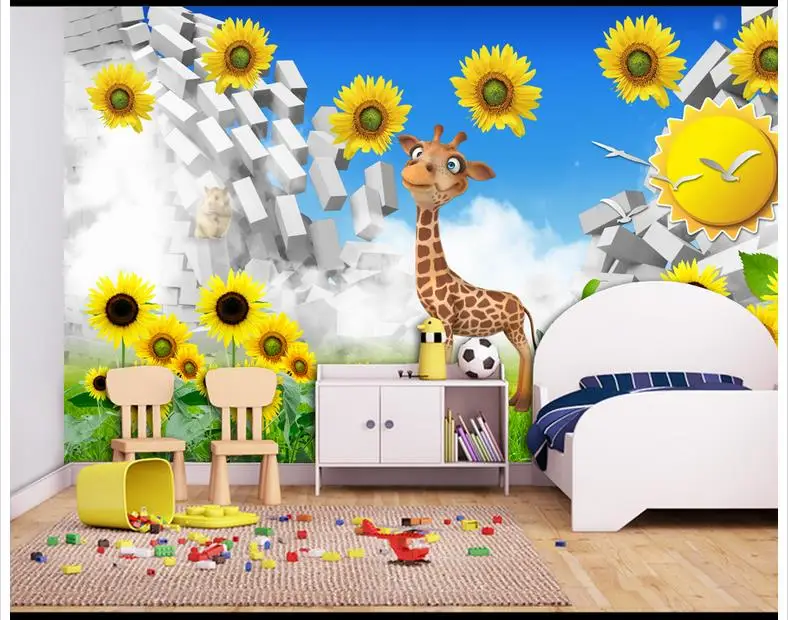 Высокое качество пользовательские 3d обои фрески красивые 3D подсолнухи