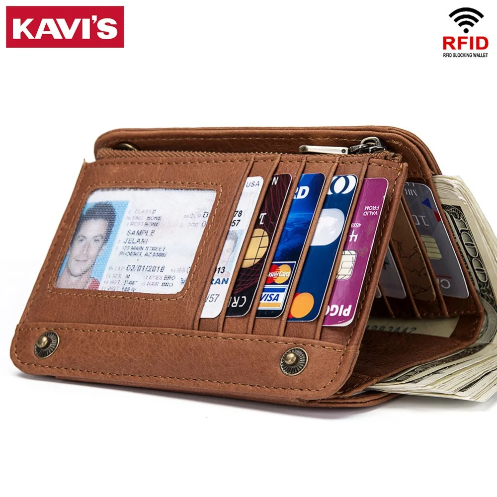 piel Auténtica, Antirrobo Kavis Rfid Cartera Para Hombre piel Auténtica, Antirrobo Kavis Rfid Cartera Para Hombre