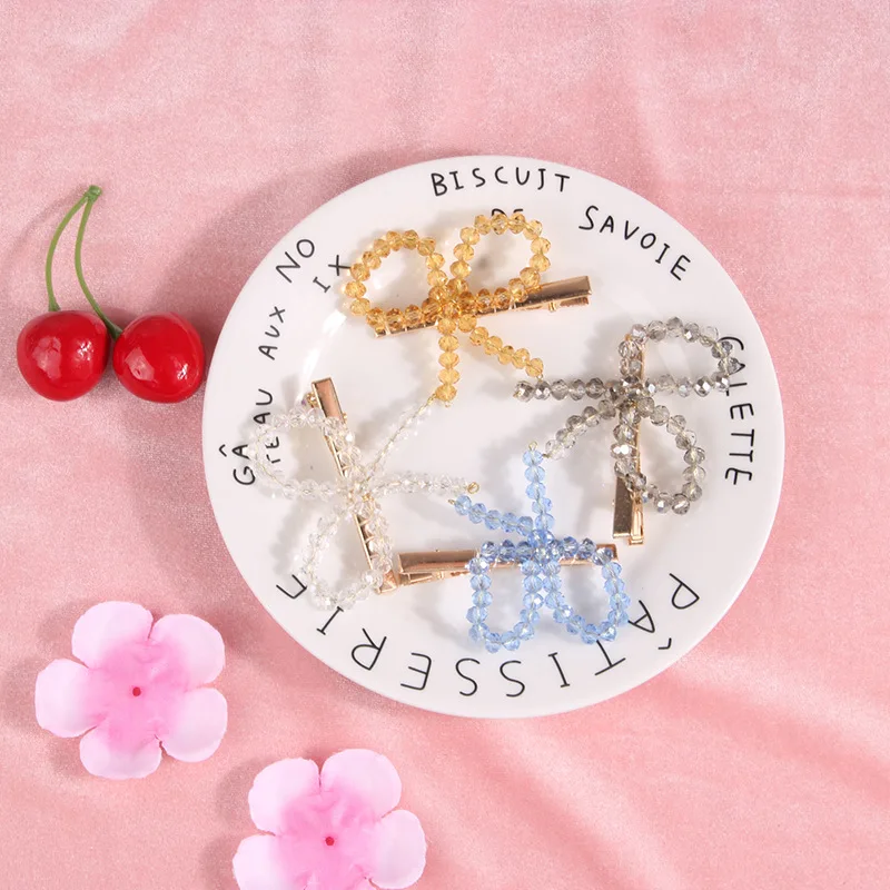 

New Boutique Fashion Bow Crystal HairClip Bobby Pin Hair Accessories Snap for Girls Hair Barrette Ornament Hairgrip Headwear
