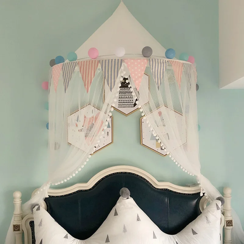 Nordic Baby Canopy Beds Kids Play Tent Princess Pink Blue Play house Tipi Enfant Children Room Deco