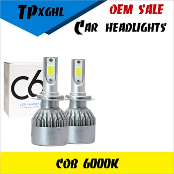 

2x H7 LED H11 H4 Hi/Lo H1 H3 H8 HB1 HB3 HB4 HB5 H10 HIR2 H13 H16 H27 Car Headlight Bulbs 6000K 8000lm COB C6 car light