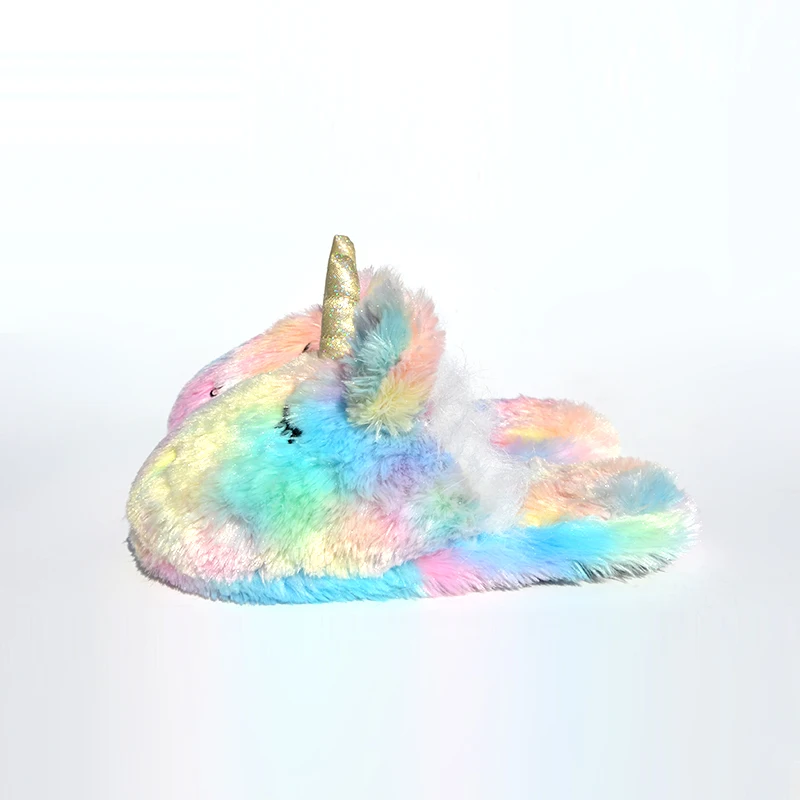 multi coloured unicorn slippers