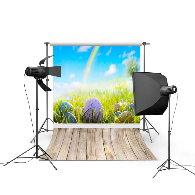 

1.5MX2.2M For children take photos of beautiful flowers and colorful eggs happy Easter printed vinyl background GE-081