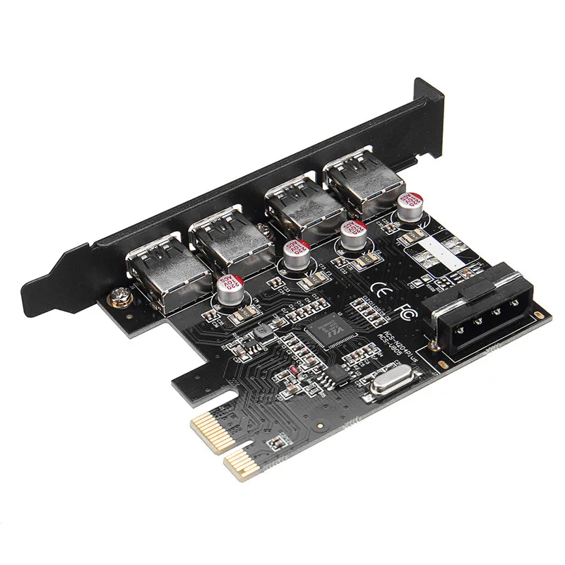 4 puertos USB 3,0 PCI-E adaptador de tarjeta de expansión 4 pines conector de alimentación para componentes de ordenador de escritorio añadir en tarjetas 4 puertos USB 3,0 PCI-E adaptador de tarjeta de expansión 4 pines conector de alimentación para componentes de ordenador de escritorio añadir en tarjetas