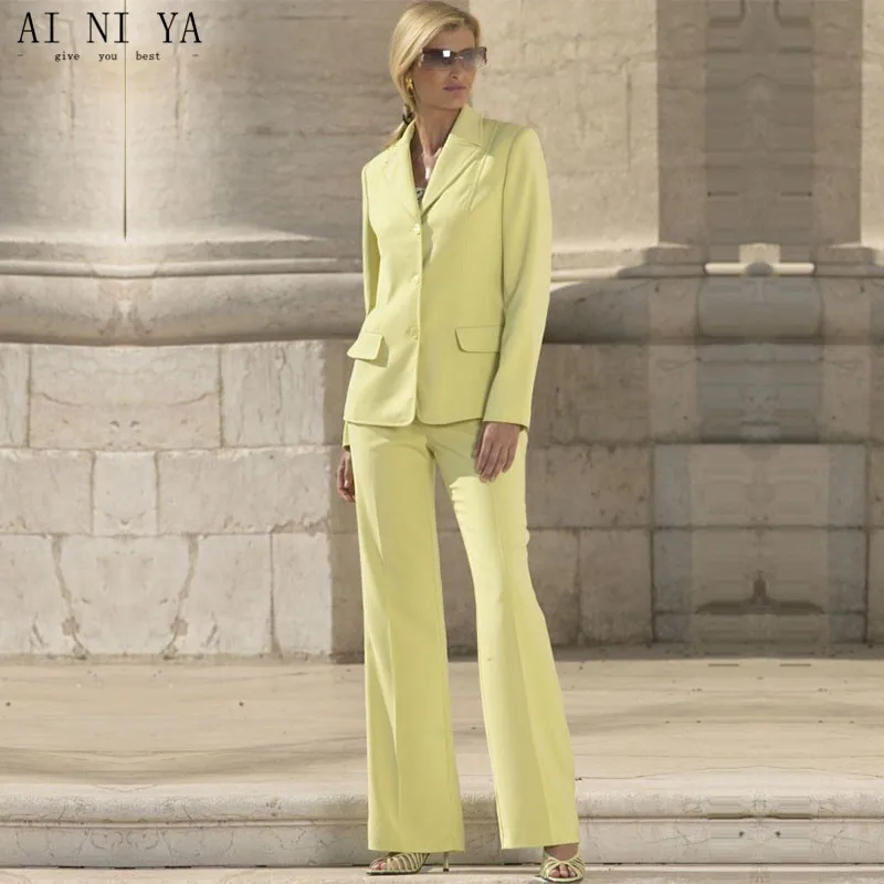 New Yellow Formal Suits for Women Office Business Suitspants Work Wear