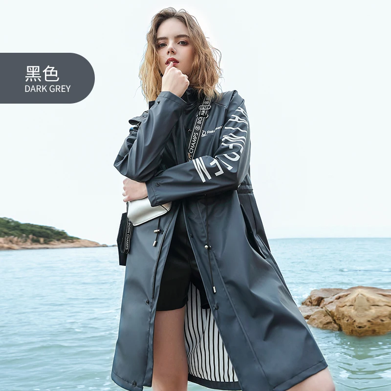 Long Women Hooded Jacket Transparent Fashion Adult Raincoat Poncho Women Motorcycle Bike Hiking Pink Yellow Poncho Waterproof R6 - Цвет: black women