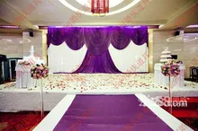 Wedding 3mx6m backdrop purple stage background with Beatiful Swag Wedding drape and curtain wedding stage backdrop decoration