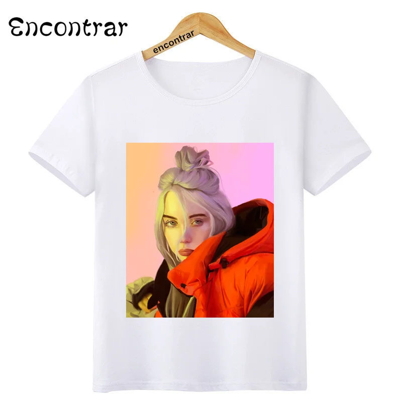 Футболка в стиле хип-хоп Billie Eilish Повседневная футболка Летняя футболка с короткими рукавами и круглым вырезом для мальчиков и девочек футболка высокого качества Топ ooo4569