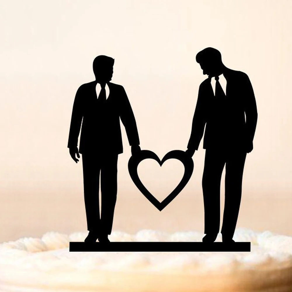 Same Sex Men and Mr Cake Topper,Mr and MR with love Silhouette Wedding Cake Topper, Wedding Decoration Supplies Cake Topper