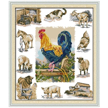 

Domesticated Animals Patterns Counted Cross Stitch 11CT 14CT Cross Stitch Set Cross-Stitch Kit Embroidery Needlework
