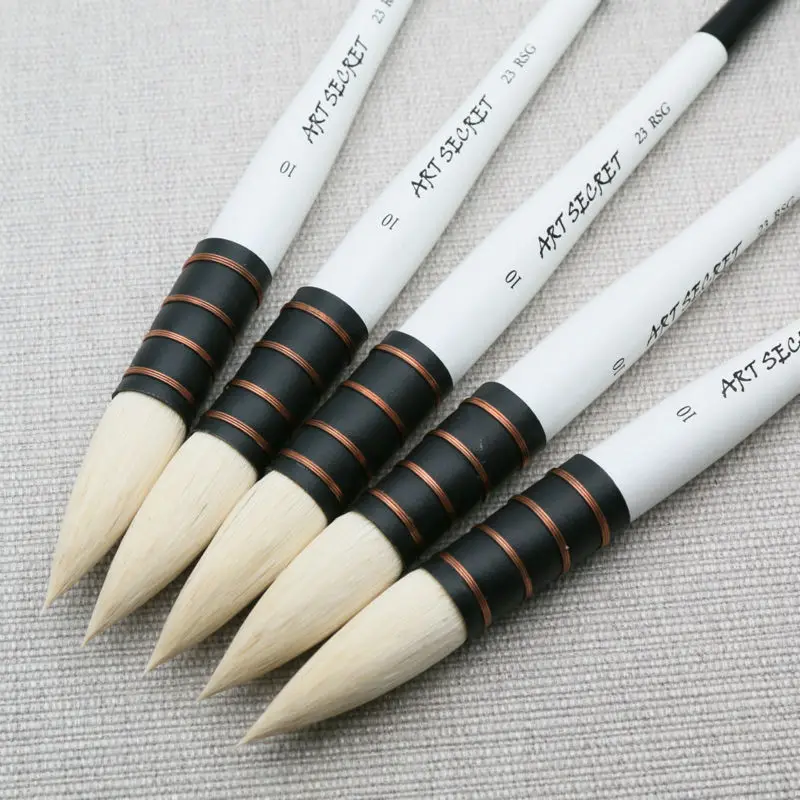 Fine Goat Hair Short wooden handle Artist Brush High Quality Watercolor