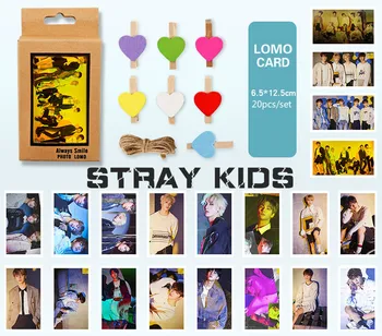 

[MYKPOP]TRAY KIDS: Yellow Wood LOMO Card 20pcs/Set with Clips KPOP Fans Collection SA19071405