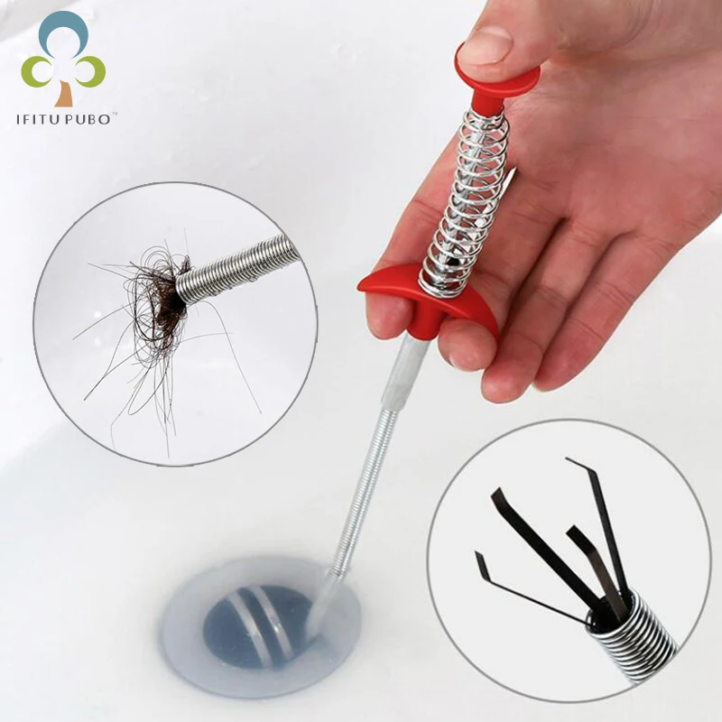 

1Pc Bathroom Kitchen Spring Sewer Dredging Hook Tool Bendable Sink Tub Toilet Hair Cleaning Filter Pipe Clean Hook Tools GYH