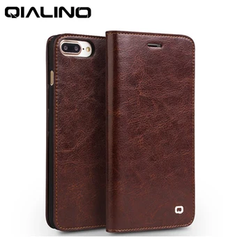 

QIALINO Classic Case For Apple iPhone7 iPhone 7 Genuine Leather Cover Business Wallet Flip Phone Cases Bag for iPhone 7plus 7p