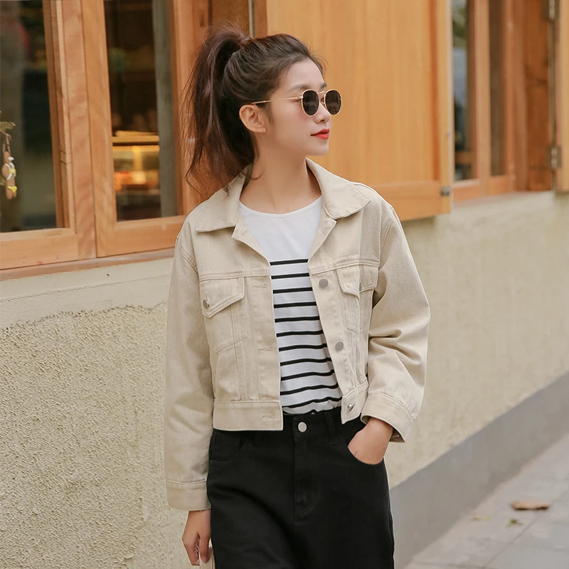 2019 Autumn New Women's Jacket Korean Fashion Casual Harajuku Style Popular Denim Jacket Coat Women Short Jeans Jacket Outwear