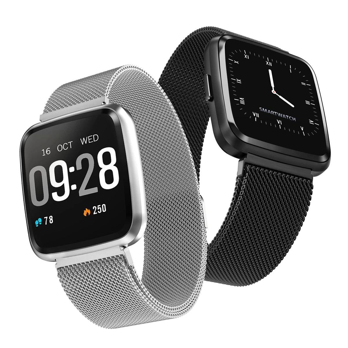 Goral Y7 Silver Smartwatch Milanese Steel 1.3 inch