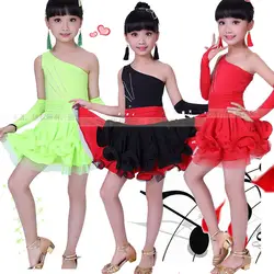 Для женщин Обувь для девочек красный, зеленый Костюмы для латиноамериканских танцев с блестками платье для танцев для детей и взрослых