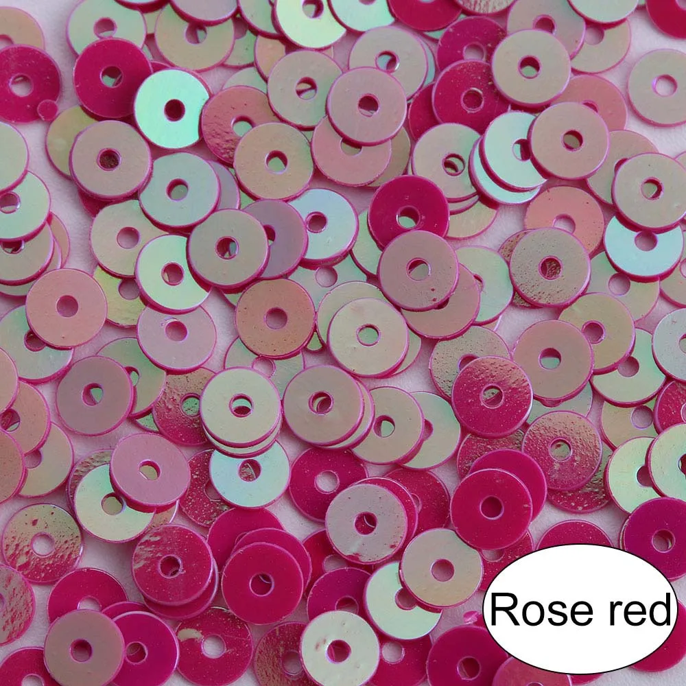 1000Pcs/Bag New 4mm Multicolor Plastic Loose Sequins For Home Party Wedding Decor Embellishment DIY Crafts Sewing Accessories - Цвет: ROSE RED