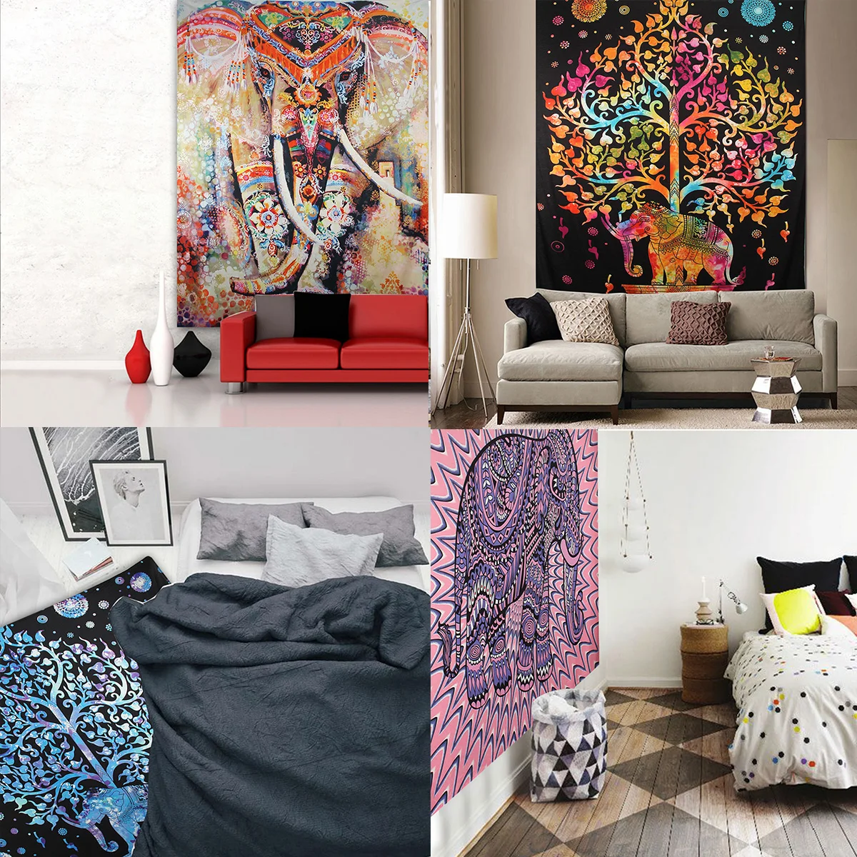Elephant Mandala Tapestry Throw Towel Hippie Tapestry Floral Printed Home Decor Wall Tapestries Bedspread 210*150CM 2 Elephant Mandala Tapestry Throw Towel Hippie Tapestry Floral Printed Home Decor Wall Tapestries Bedspread 210*150CM 2