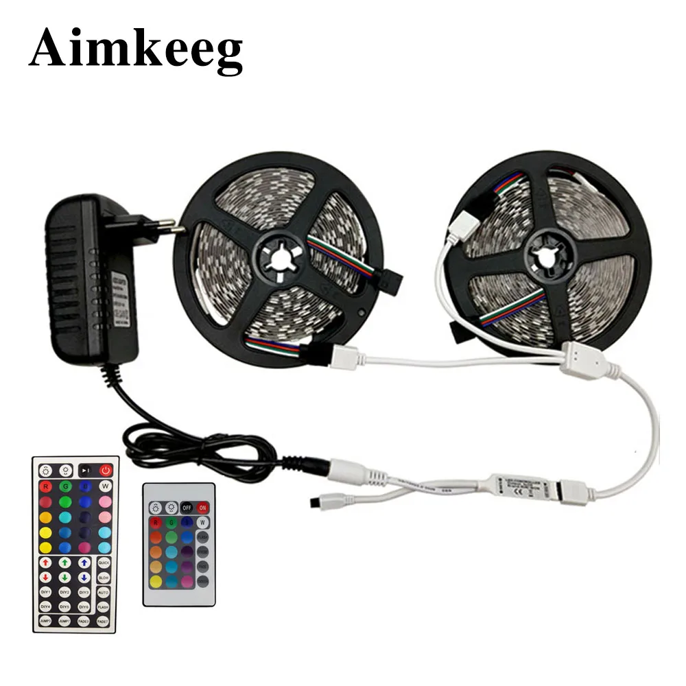 

RGB LED Strip Light NO-Waterproof SMD 5050 SMD 2835 Led Strip 12v 5M 10M 15M Flexible Diode Ribbon Tape with Remote Control