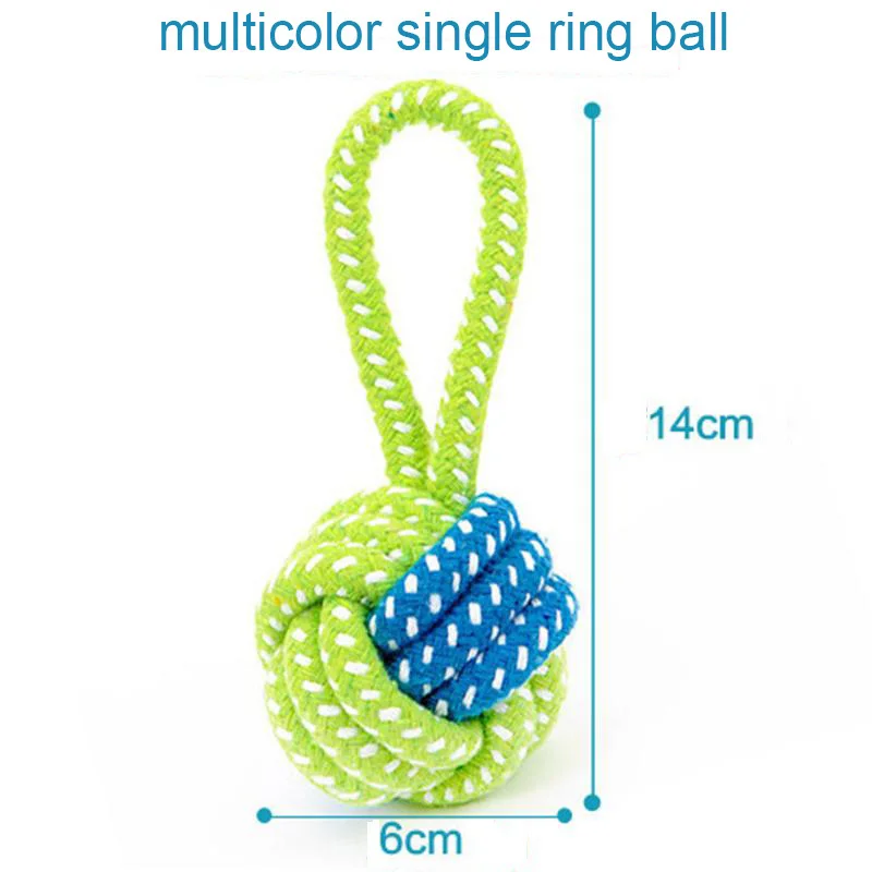 Щенок веревка из хлопка для собак узел мяч шлифовальный зубы жевательная игрушка для собак Odontoprisis тренировочная веревка для маленьких собак - Цвет: single ring ball