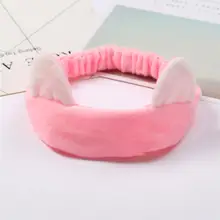 New 1PC 6 Color Cotton Cute Cat Ear Face Washing Head band SPA Make Up Turban Hairband AU30