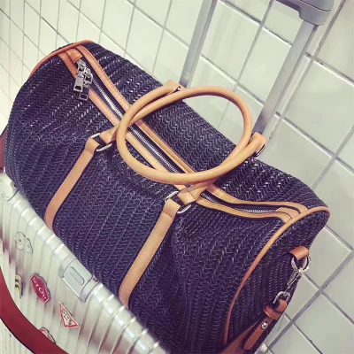 Популярная модная Роскошная дорожная сумка дизайн сумка для переноски на тележке чемодан на плечо багажная сумка для женщин мужчин - Цвет: Black