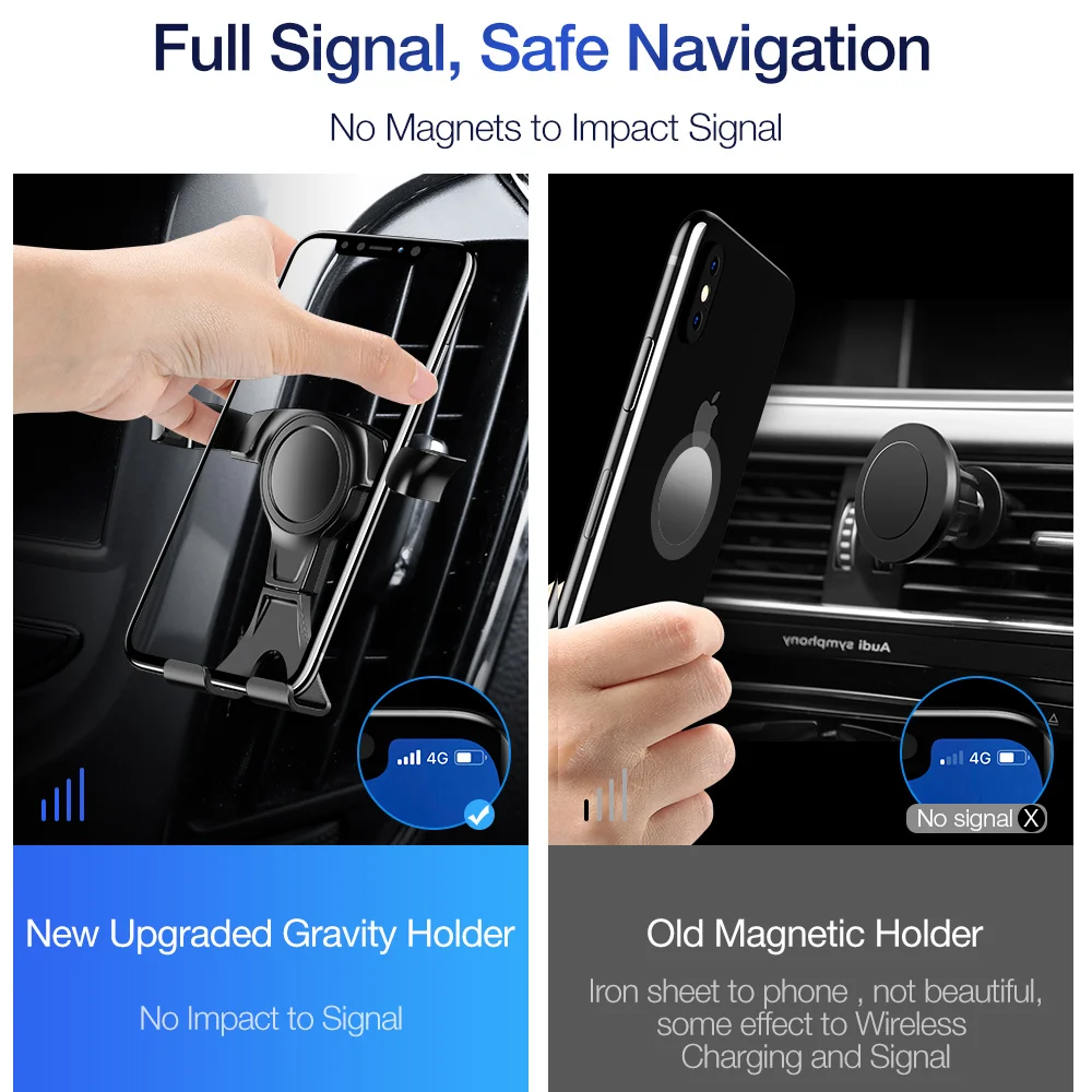 FLOVEME Schwerkraft Auto Handy Halter Auto-Lock Air Vent Clip Halter 360 Rotation Halterung Stehen