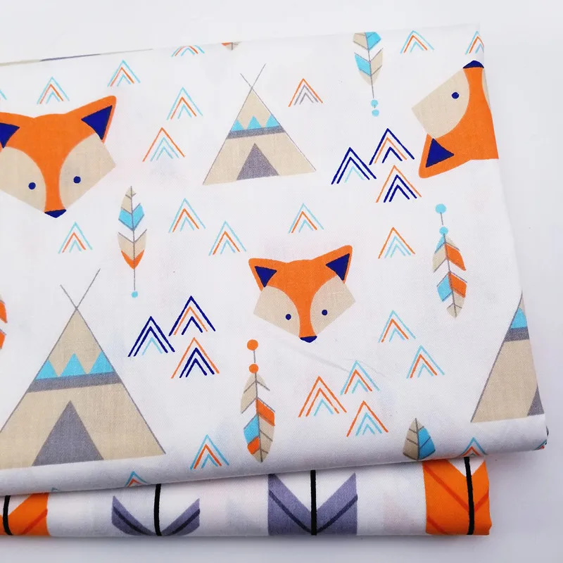 Printed fox Cotton twill fabric Kids Cotton cloth for DIY Sewing Quilting Fat Quarters Material For Baby&Child