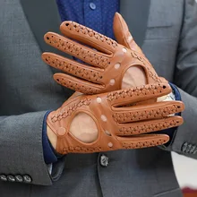 Модные мужские перчатки из натуральной кожи, водительские перчатки, мотоциклетные кожаные перчатки ручной вязки, мужские кожаные перчатки для вождения с сенсорным экраном