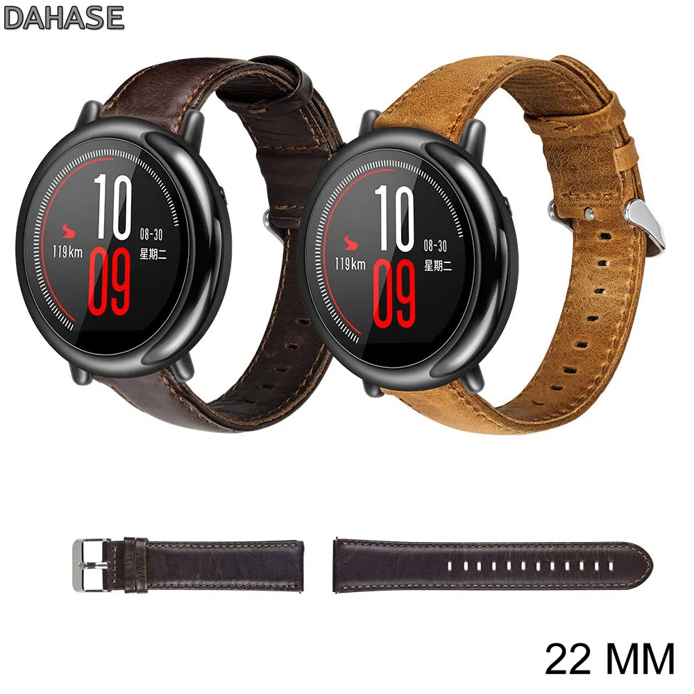 Ремешок из натуральной кожи для смарт часов Xiaomi HUAMI AMAZFIT Stratos Pace 2 1 22 мм|Ремешки