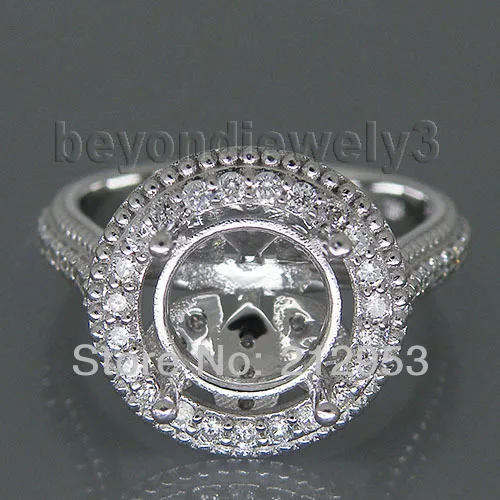 

Vintage Round 9x9mm Solid 14kt White Gold Semi Mount Ring Diamond Custom Fine Jewelry for WU160