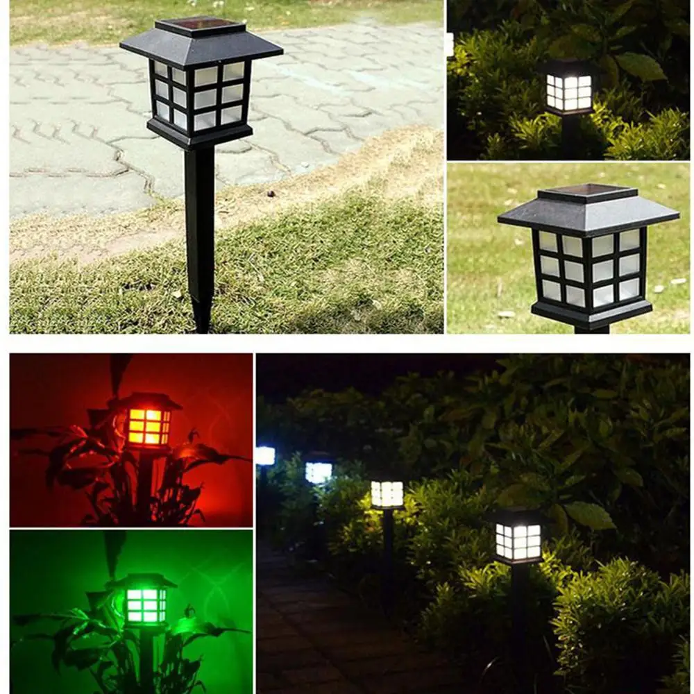 

DSstyles 2Pcs Outdoor House Shape Solar Lawn Path Lamps for Decoration Street Light